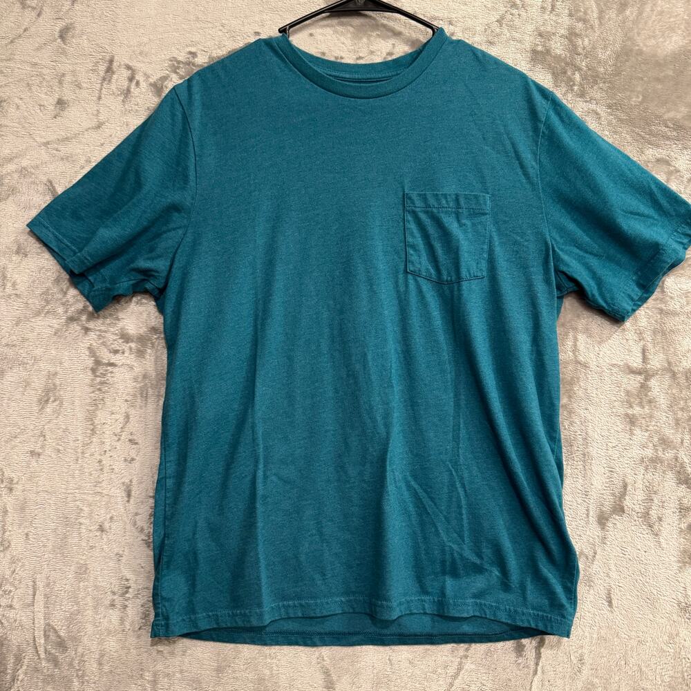 Amazon Basics M Teal T-Shirt Medium Pocket Tee Top casual daily Heather